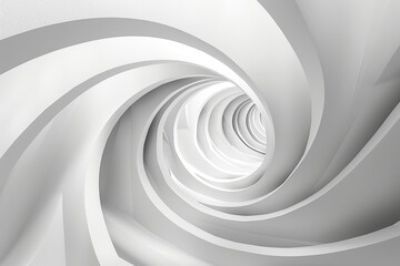 Fototapeta premium Abstract white spiral tunnel with depth.
