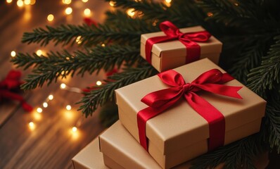 Warm holiday gifts with festive decorations