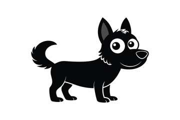 Obraz premium A cute cartoon dog silhouette black vector art illustration.