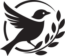 Bird in laurel wreath.