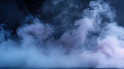 Realistic Dry Ice Smoke with Ethereal Clouds in Dark Background for Atmospheric Effects and Visual Impact in Photography and Design Projects