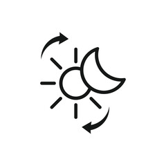 Solstice icon. Night with daytime, moon, and sun icon. Day and night switch vector. Light and dark icon.