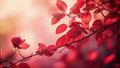 Leaves and nature showing valentines day with pink background