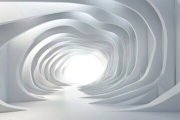 Fototapeta premium Abstract white tunnel with light at the end. (1)