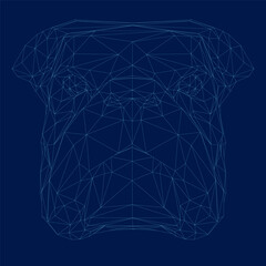 Wireframe Bulldog head vector illustration.