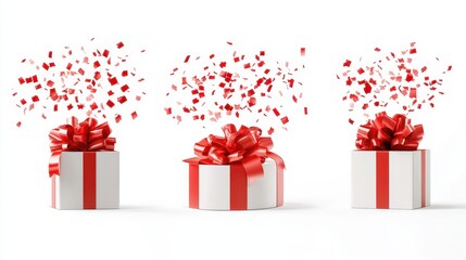 3d Open white gift boxes on white background,mystery gift box,Present box,valentine romantic,cardboard box with a lid. gift wrapping for gifts.