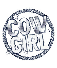cowgirl typography hand drawing