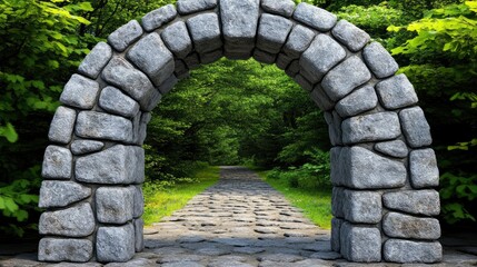 Stone Archway Leading to a Forest Path