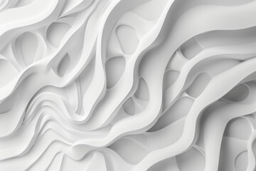 Obraz premium Abstract white wavy background with 3D shapes.