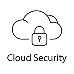 Cloud Security Icon – Protecting Data and Applications in Cloud Environments  - Vector Editable stroke Line icon 