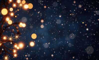 Glowing holiday lights on a dark backdrop