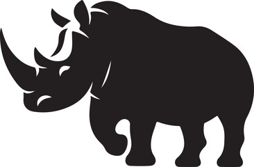 Side Profile Rhino Silhouette Vector Illustration