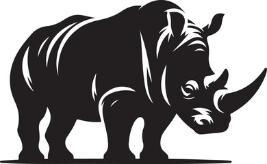 Powerful Rhino Silhouette Vector Illustration