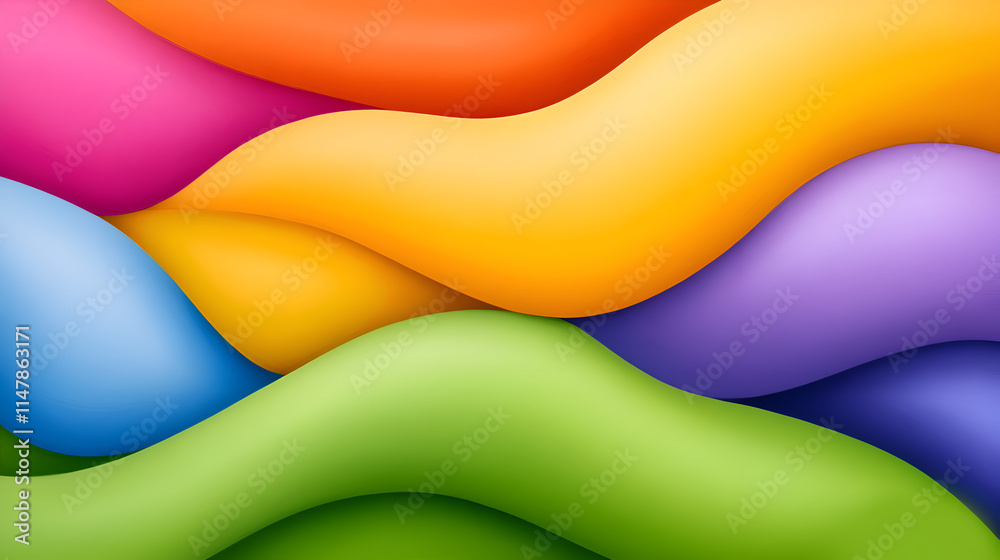 Aufkleber a vibrant abstract design featuring flowing waves in various colors, creating a playful and dynamic 