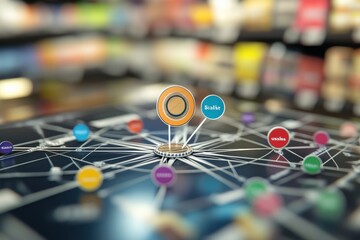 Discovering best deals in retail with a detailed map highlighting discounts and offers. Generative AI