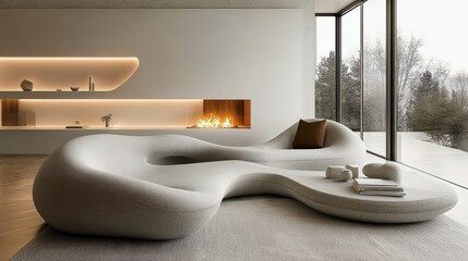 Modern Home Interior with Sculptural Chairs and Light-Filled Space