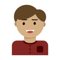 flat design illustration of a teenage boy smiling or laughing