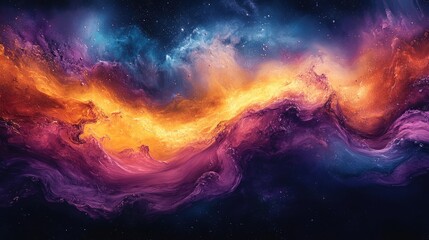 Fototapeta premium Cosmic swirls, vibrant colors, starry night.