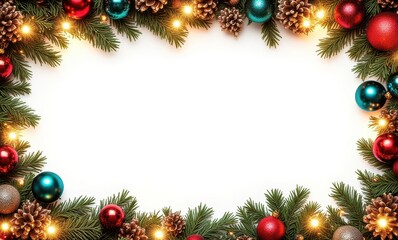 Festive Christmas decorations with pine branches