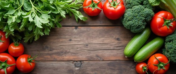 fresh vegetables on wooden background