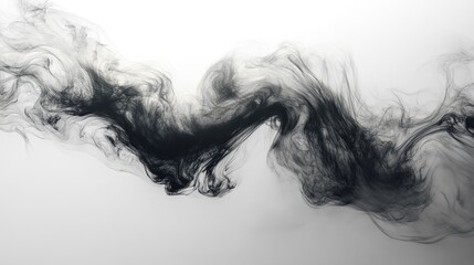 Abstract black ink swirling in white.