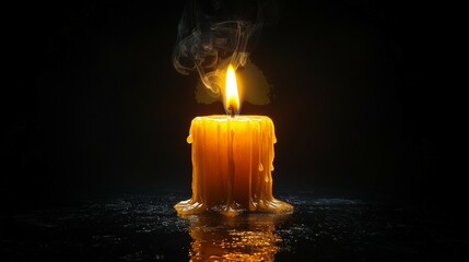  Lit candle with smoke rising