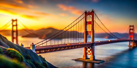 Fototapeta premium Golden Gate Bridge Souvenir, San Francisco Landmark Photography, California Bridge Postcard, Iconic Golden Gate, Travel Photo, Bridge Stock Image