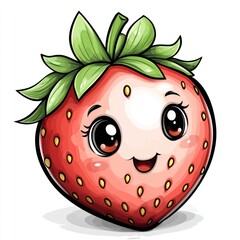 Obraz premium Cute cartoon strawberry with happy face. (1)