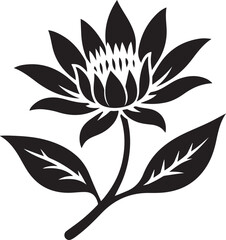 Single Protea Flower Silhouette Vector Illustration