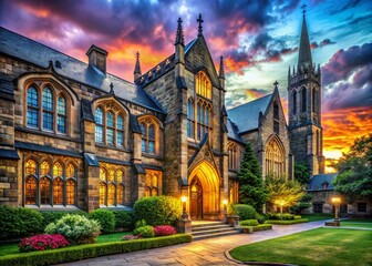 Fototapeta premium Gothic University Campus: Academic Conferences & Ceremonies - AI Generated Imagery