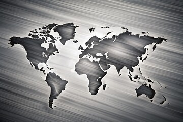 Gray Abstract World Map, Minimalist Organic Shapes, Long Exposure Photography, Dynamic Pattern