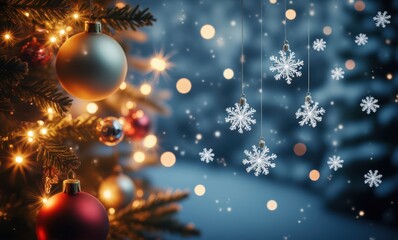 Festive Christmas tree with decorations