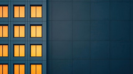 Minimalistic architectural shot of a modern building with sharp angles, illuminated by soft sunset light Modern architecture, Urban design