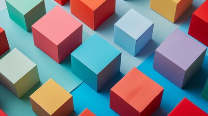 Obraz premium Colorful geometric blocks in 3D arrangement