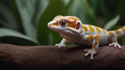 Fototapeta premium Golden-tailed gecko (Strophurus taenicauda) lizard on a tree branch, Golden-tailed gecko.