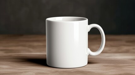 Fototapeta premium A simple yet elegant plain white ceramic mug mock up, featuring a smooth finish and slightly curved handle for a comfortable grip.
