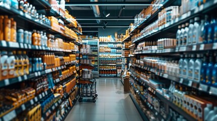Fully Stocked Supermarket Aisle with Products