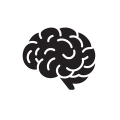 Black brain icon illustration.