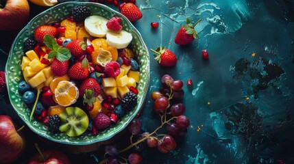 Colorful Fruit Salad in a Bowl with Tropical Vibes