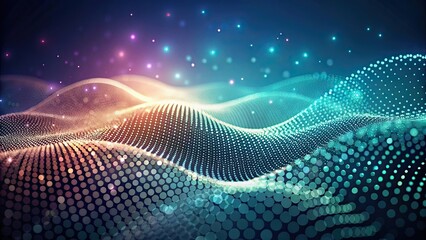 Abstract Digital Waveform with Glowing Particles and Vibrant Hues