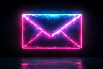 Fototapeta premium Neon Email Symbol on Dark Background