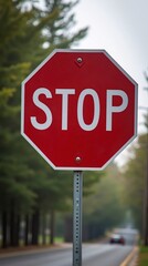 Obraz premium stop sign on a road