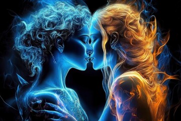 Artistic expression of soulmates united in light.