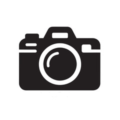 Black camera icon illustration.