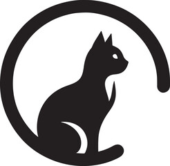 Black cat silhouette in a circle.