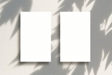 Fototapeta premium White Vertical Sheets with Leaf Shadow Texture in Soft Light Perfect for Minimalistic Design or Background Usage