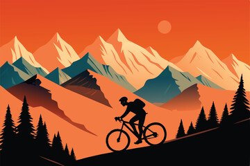 A mountain biker conquers a challenging, rocky trail amidst breathtaking mountain scenery.  Sunlight illuminates the scene.