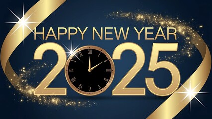 Happy new post 2025 with golden bold text 