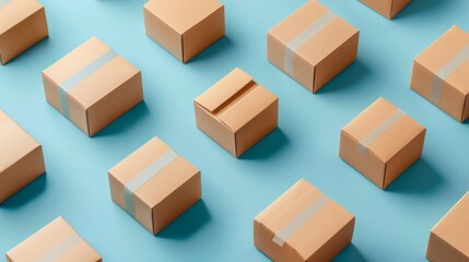 Fototapeta premium Geometric Pattern of Boxes on a Blue Background