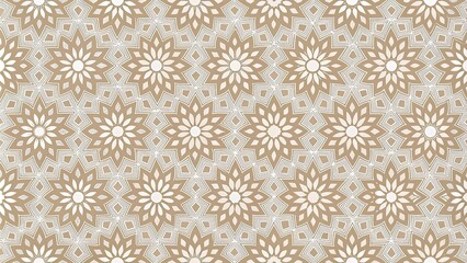 Fototapeta premium Elegant Beige and White Floral Geometric Pattern Seamless Repeat